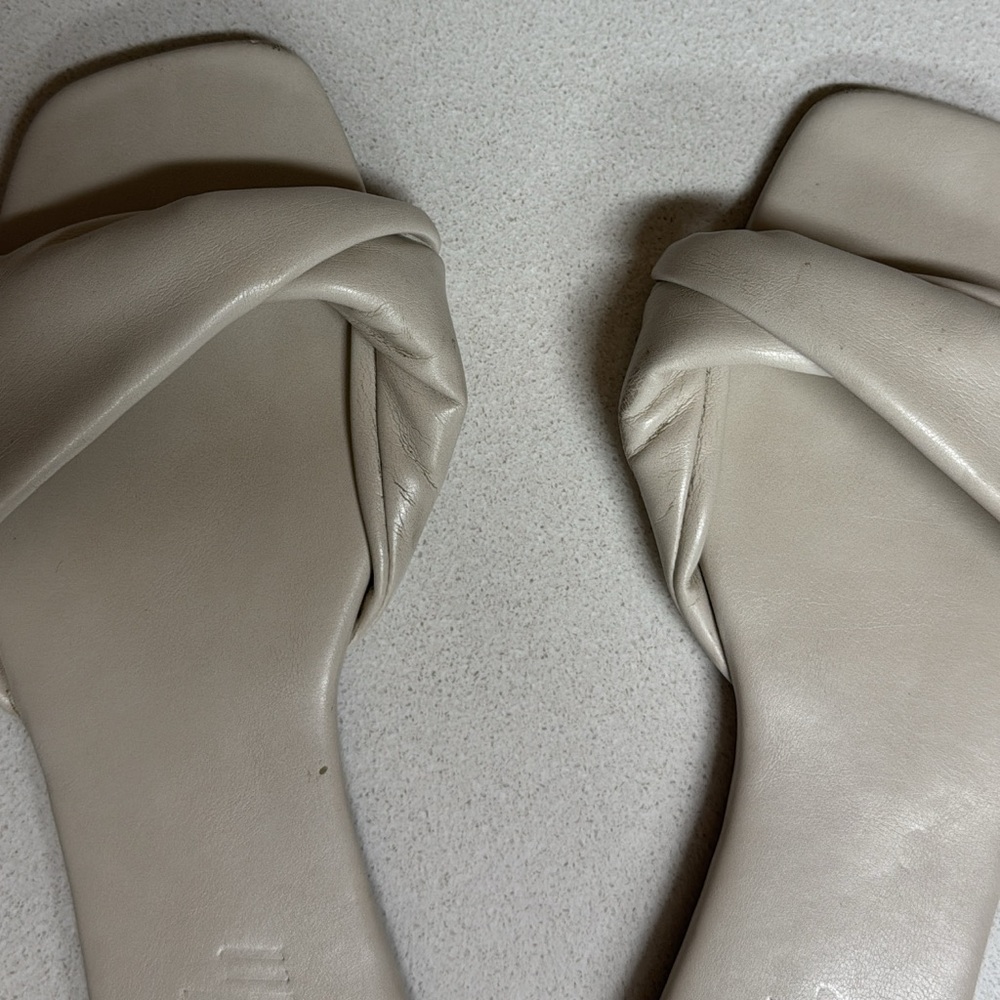 Cream Crisscross Sandals with Flat Sole